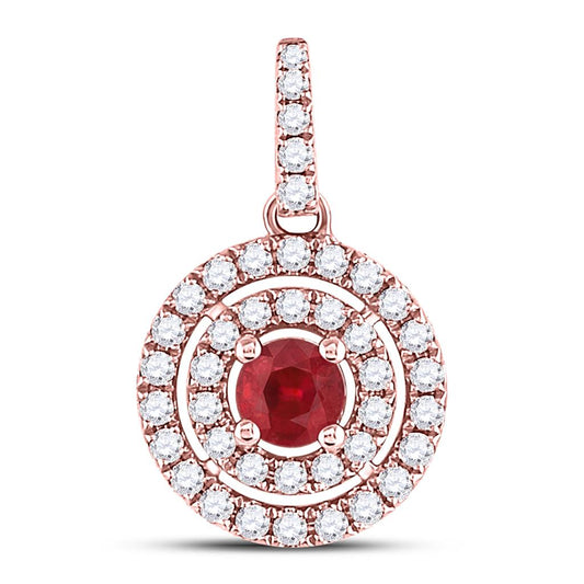 1/3CTW-Diamond 1/3CT-RUBY PENDANT