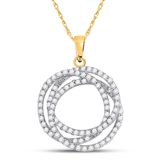 10k Yellow Gold Round Diamond Circle Pendant 5/8 Cttw