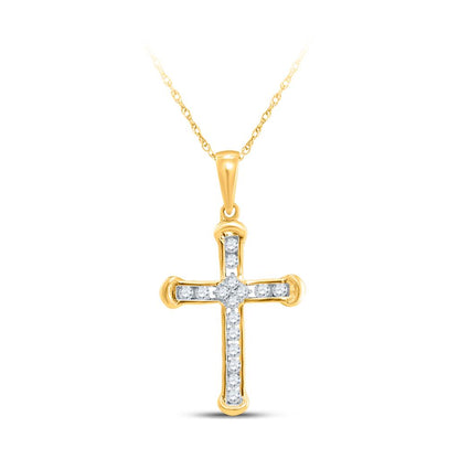 10k Yellow Gold Round Diamond Cross Pendant 1/5 Cttw