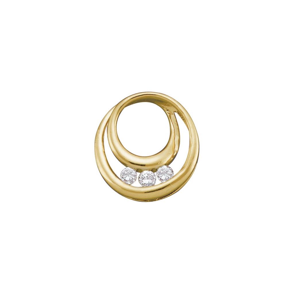 10k Yellow Gold Round Diamond 3-Stone Circle Pendant 1/5 Cttw