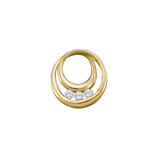 10k Yellow Gold Round Diamond 3-Stone Circle Pendant 1/5 Cttw