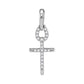 14k White Gold Round Diamond Small Roman Cross Religious Pendant 1/10 Cttw