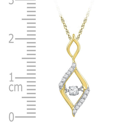 10kt Yellow Gold Round Diamond Moving Twinkle Oval Fashion Pendant 1/6 Cttw