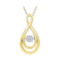 10k Yellow Gold Round Moving Diamond Teardrop Pendant 1/20 Cttw