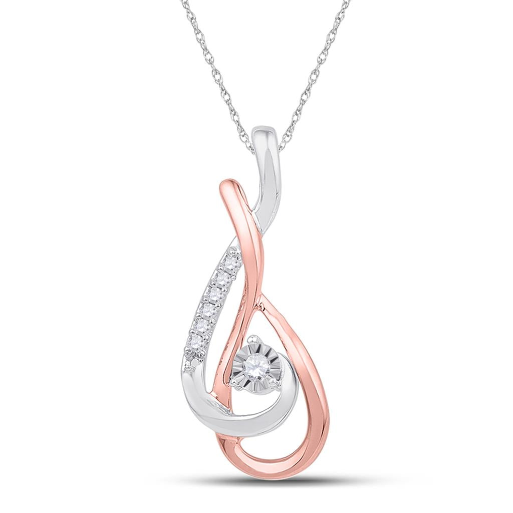 10k Two-tone Gold Round Diamond Fashion Pendant 1/10 Cttw