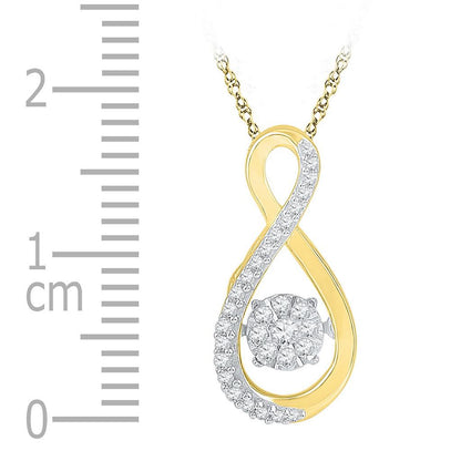 10k Yellow Gold Moving Round Diamond Infinity Pendant 1/6 Cttw