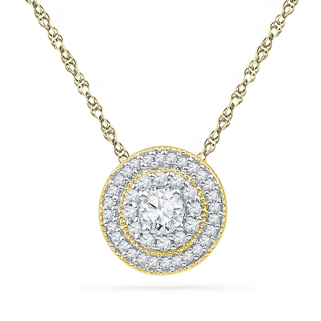 10k Yellow Gold Round Diamond Solitaire Pendant 1/2 Cttw