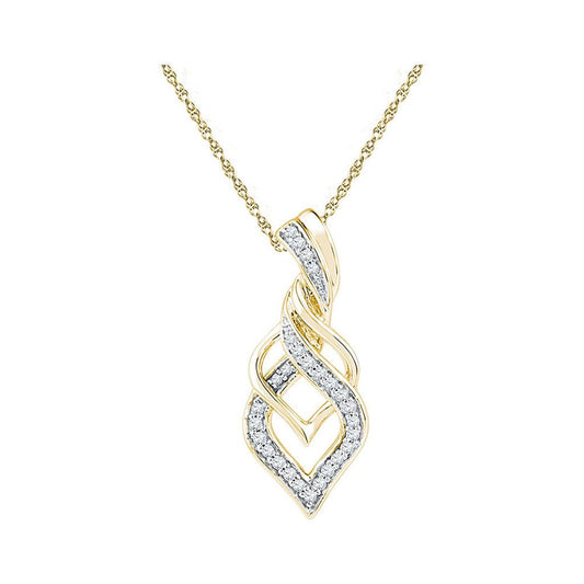 10k Yellow Gold Round Diamond Spade Fashion Pendant 1/6 Cttw