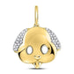 10kt Yellow Gold Round Diamond Puppy Dog Emoji Animal Pendant 1/12 Cttw