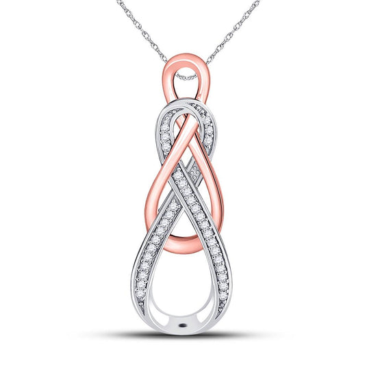 10k Two-tone Gold Round Diamond Double Infinity Pendant 1/10 Cttw