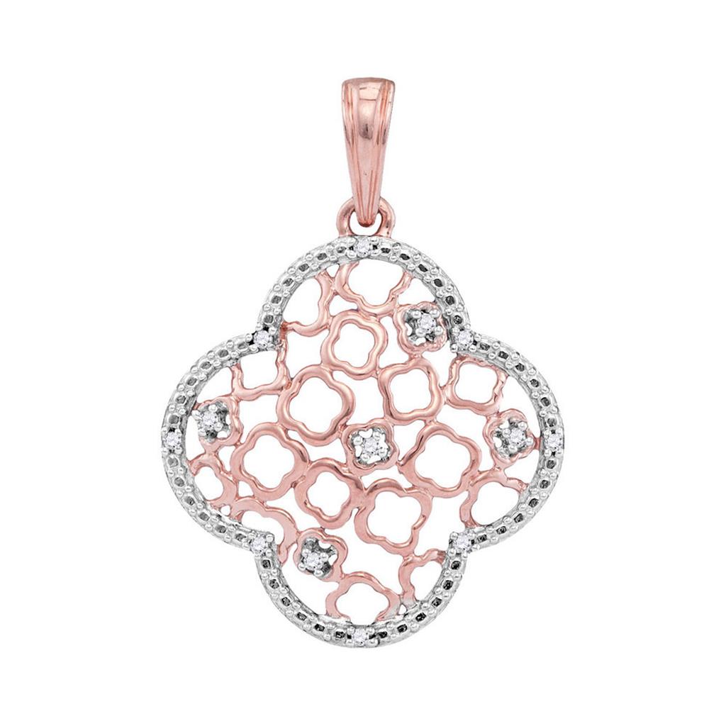 10k Two-tone Gold Round Diamond Fashion Pendant 1/20 Cttw