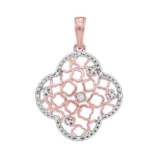 10k Two-tone Gold Round Diamond Fashion Pendant 1/20 Cttw