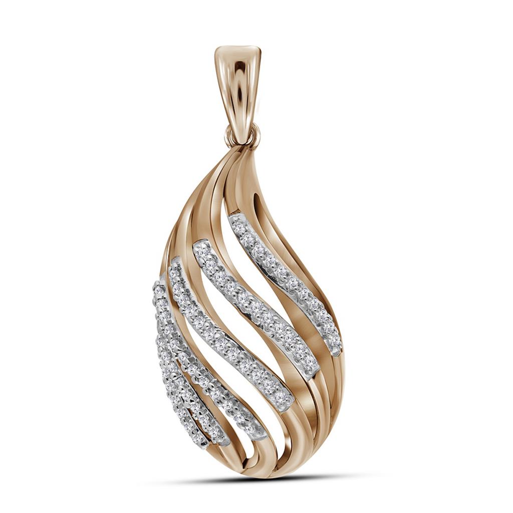 10k Rose Gold Round Diamond Strand Fashion Pendant 1/6 Cttw