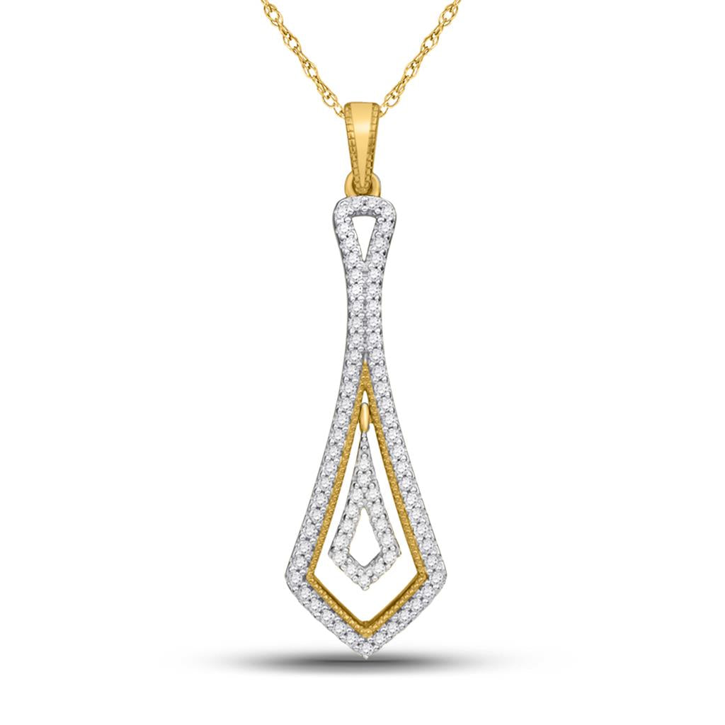 10k Yellow Gold Round Diamond Geometric Fashion Pendant 1/4 Cttw