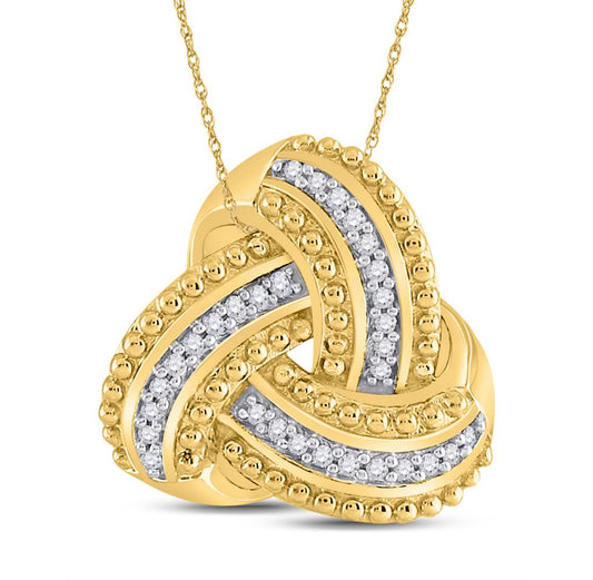 10k Yellow Gold Round Diamond Celtic Knot Fashion Pendant 1/10 Cttw
