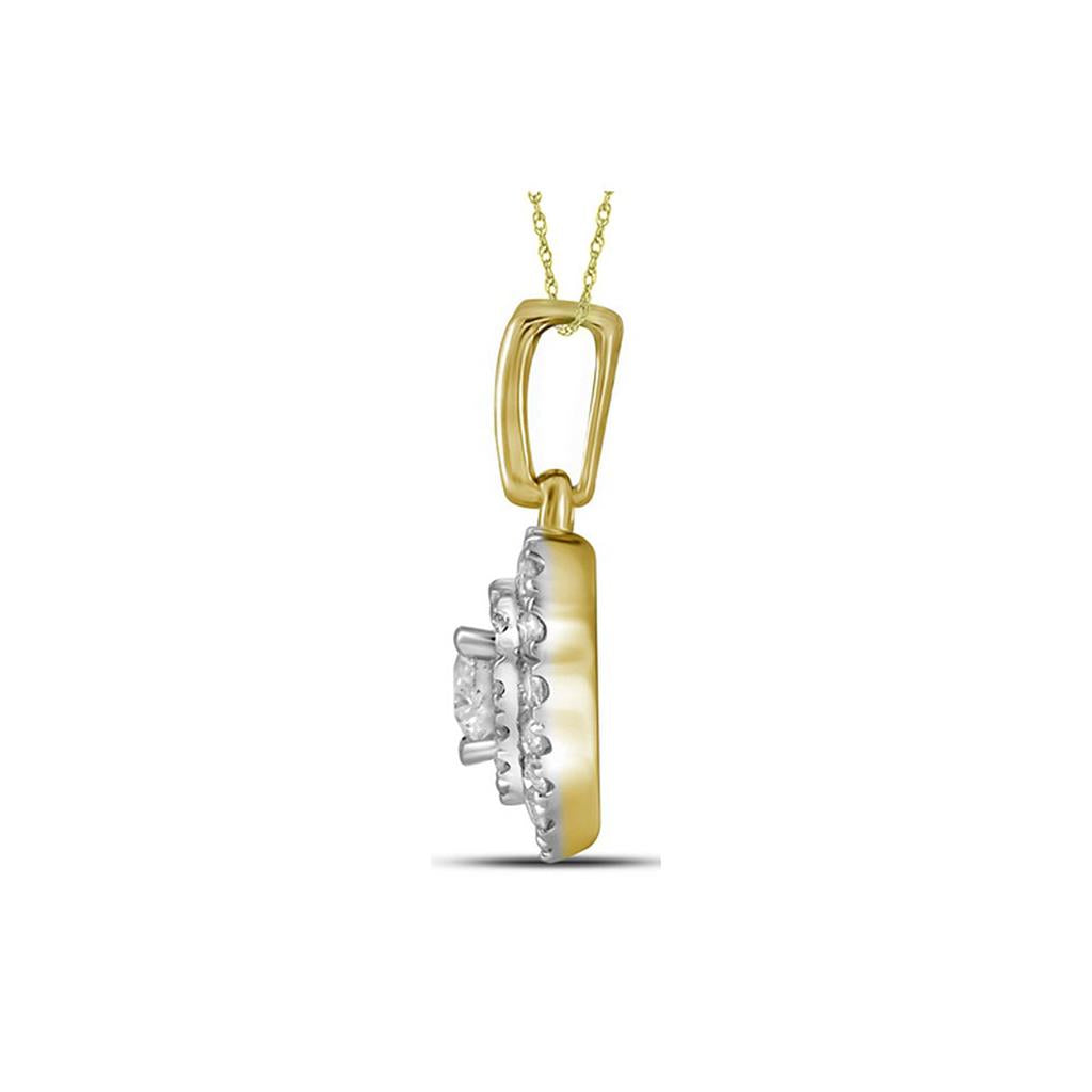 14k Yellow Gold Round Diamond Fashion Heart Pendant 1/3 Cttw
