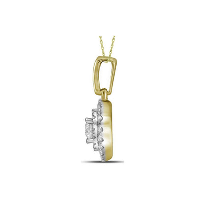 14k Yellow Gold Round Diamond Fashion Heart Pendant 1/3 Cttw