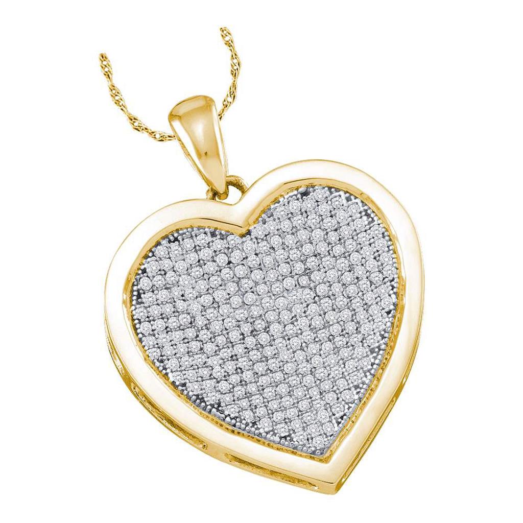 10k Yellow Gold Round Diamond Heart Pendant 1/2 Cttw