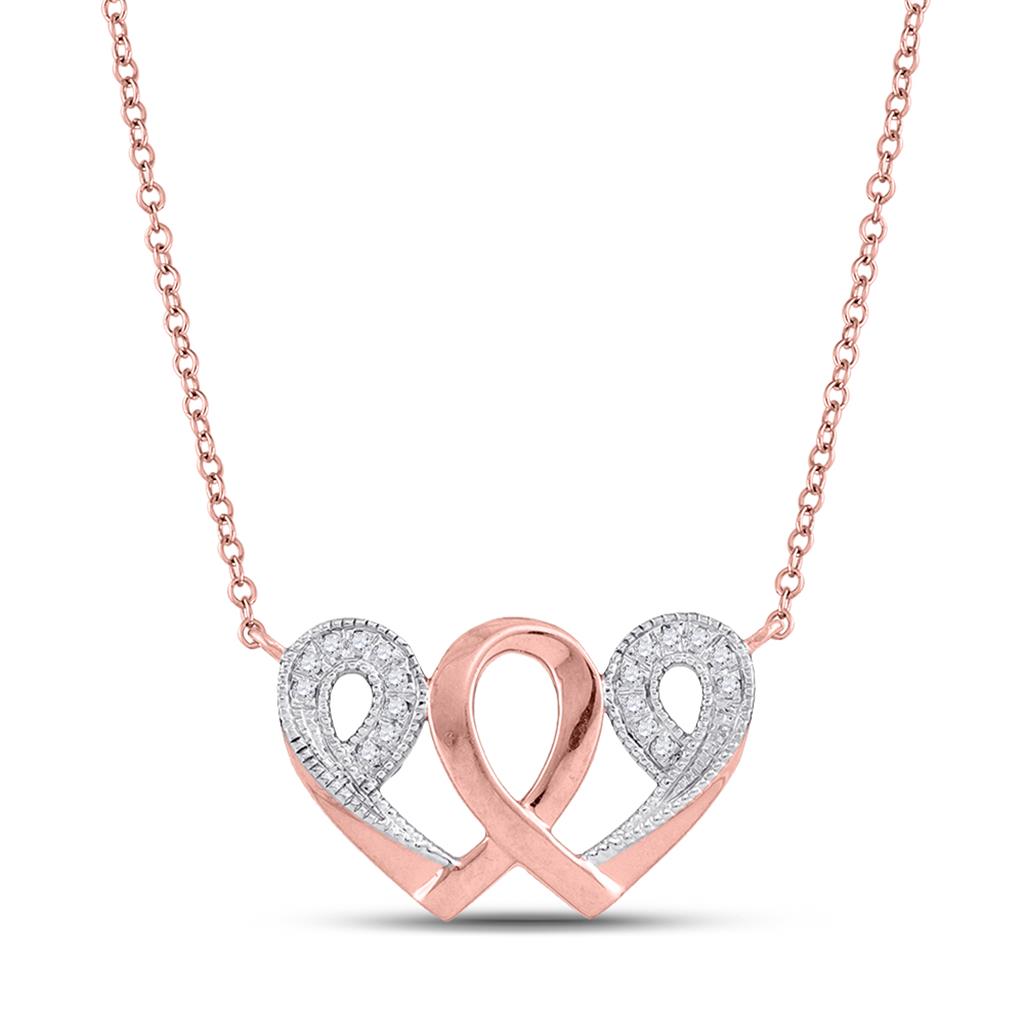 10k Rose Gold Diamond Interwoven Heart Infinity Love Pendant Necklace 1/20 Cttw