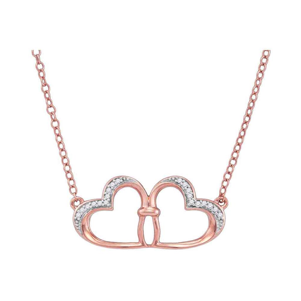 10k Rose Gold Round Diamond Heart Pendant Necklace 1/20 Cttw