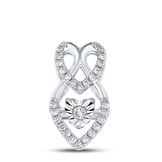 10kt Two-tone Gold Round Diamond Moving Twinkle Fashion Pendant 1/5 Cttw