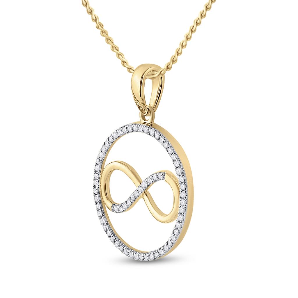 10k Yellow Gold Round Diamond Infinity Circle Pendant 1/4 Cttw