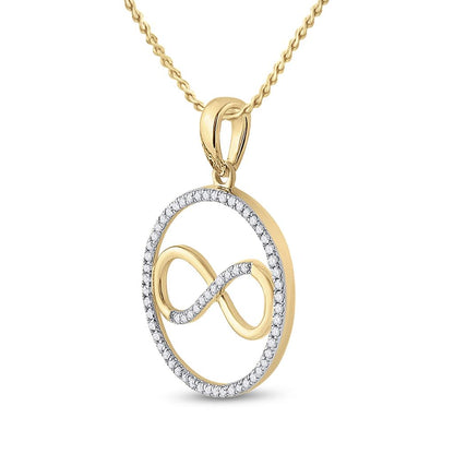 10k Yellow Gold Round Diamond Infinity Circle Pendant 1/4 Cttw