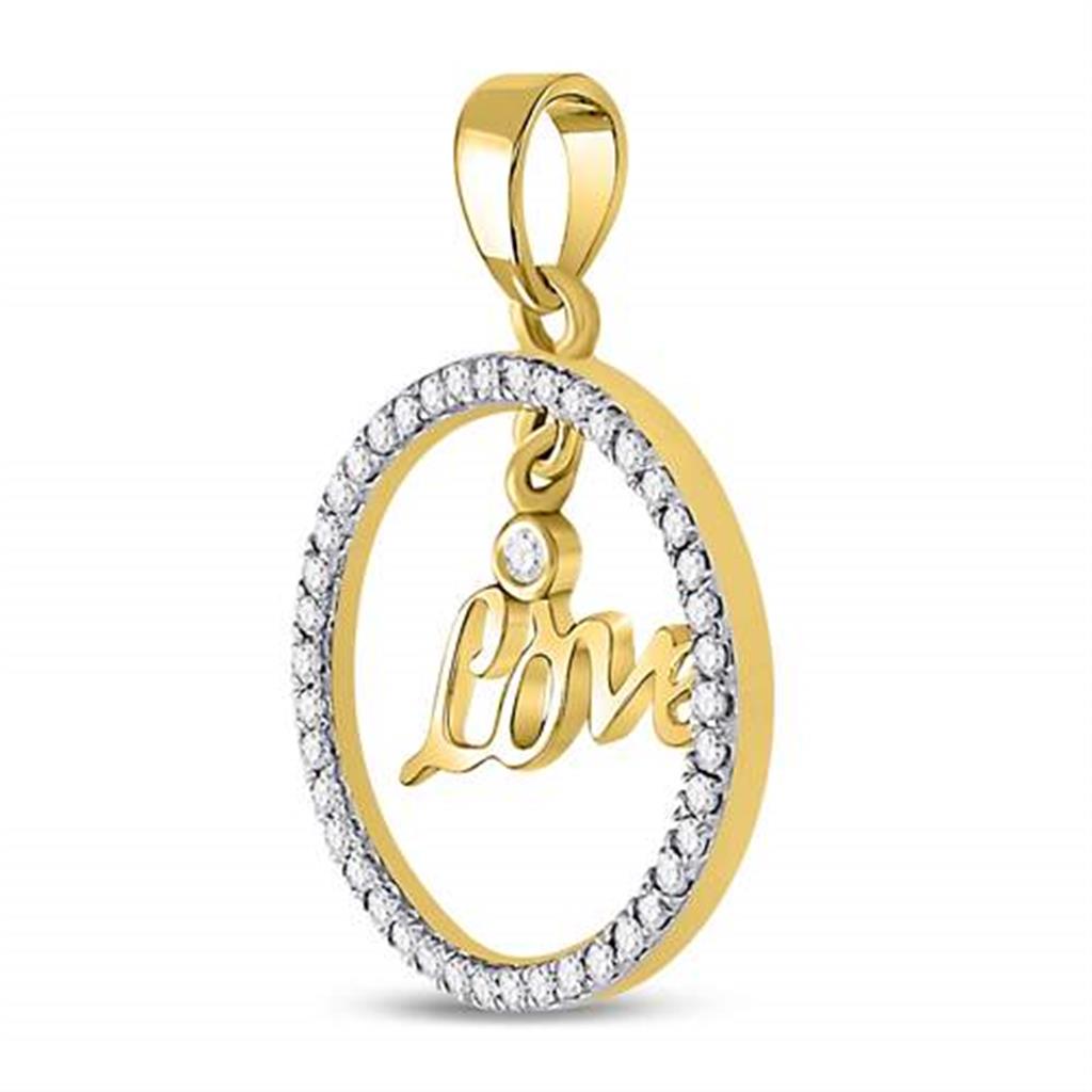 10k Yellow Gold Round Diamond Heart Circle Pendant 1/4 Cttw
