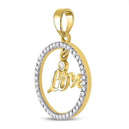 10k Yellow Gold Round Diamond Heart Circle Pendant 1/4 Cttw