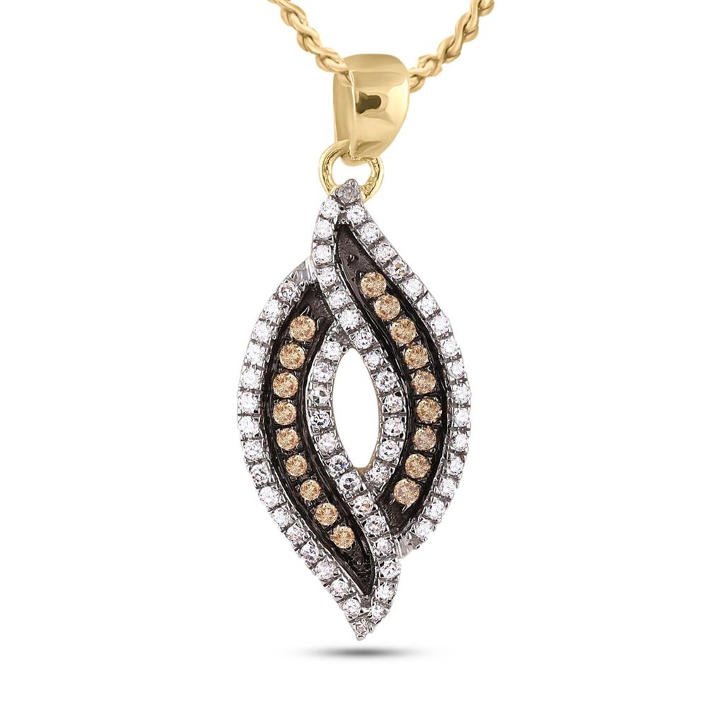 10k Yellow Gold Round Brown Diamond Fashion Pendant 1/3 Cttw