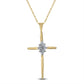 14k Yellow Gold Round Diamond Cluster Cross Religious Pendant 1/12 Cttw
