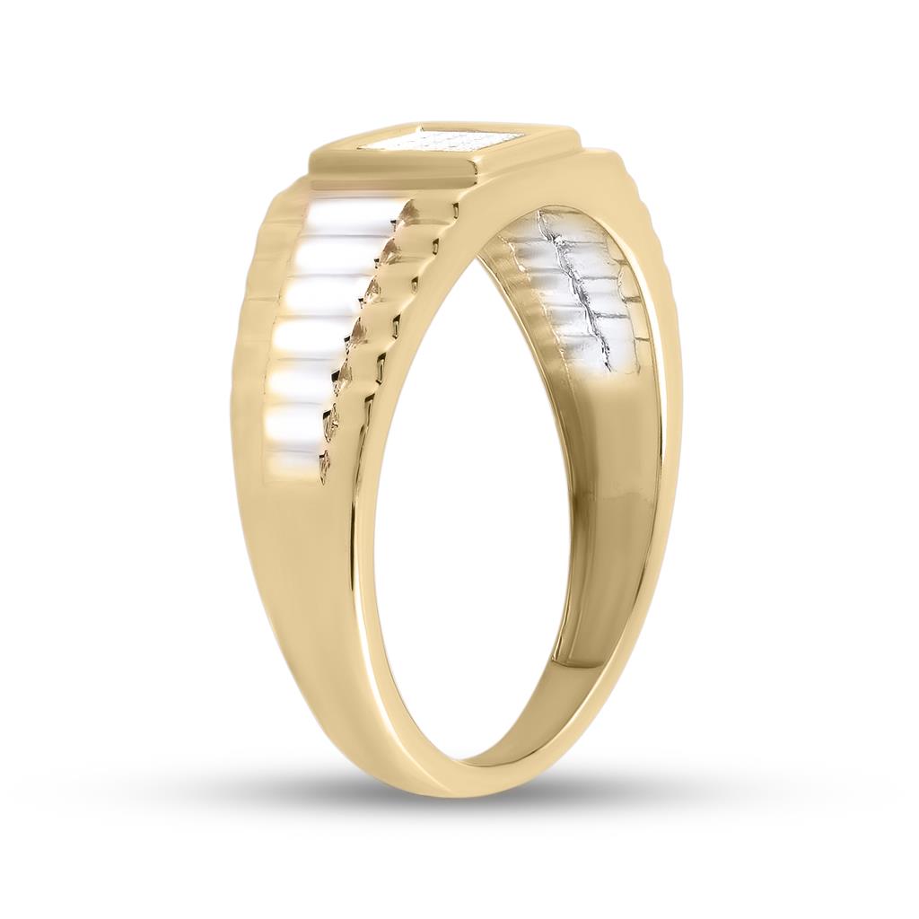 14k Yellow Gold Round Diamond Double Butterfly Bug Bypass Ring 1/4 Cttw