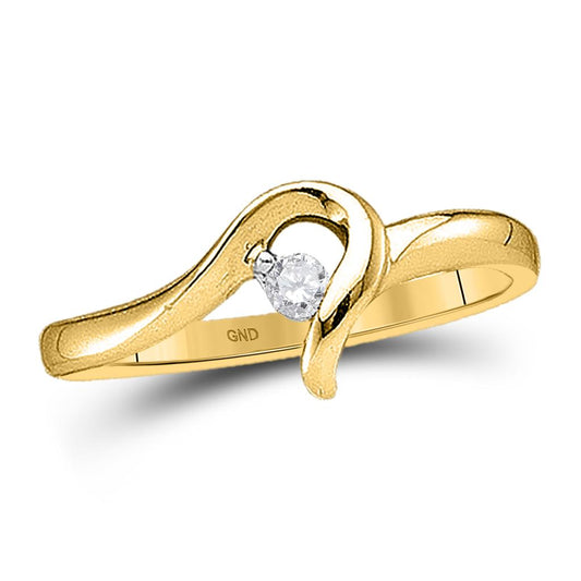 10k Yellow Gold Round Diamond Solitaire Promise Ring 1/20 Cttw
