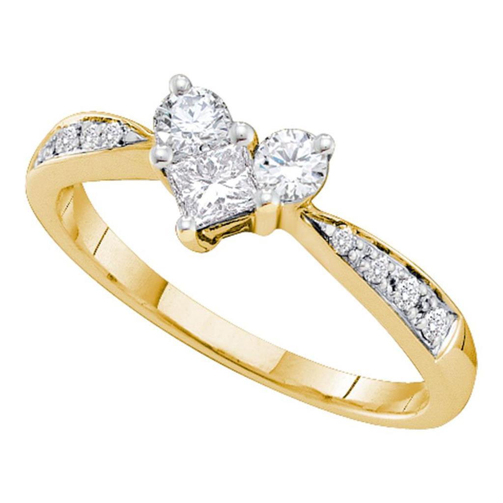 14k Yellow Gold Princess Diamond Heart Bridal Engagement Ring 1/2 Cttw