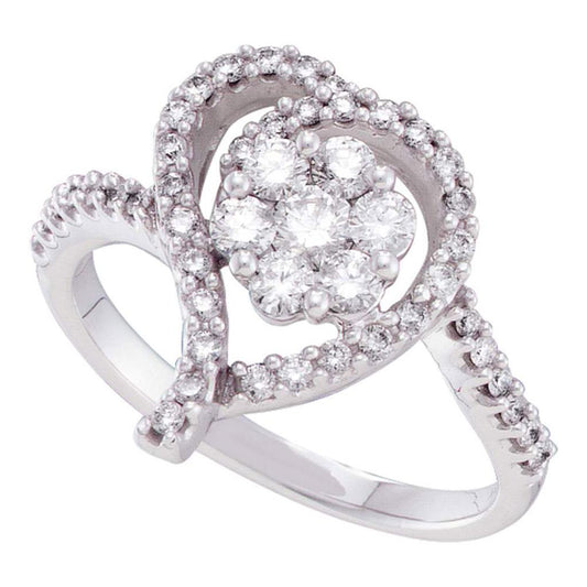 3/4CTW-Diamond FLOWER HEART RING