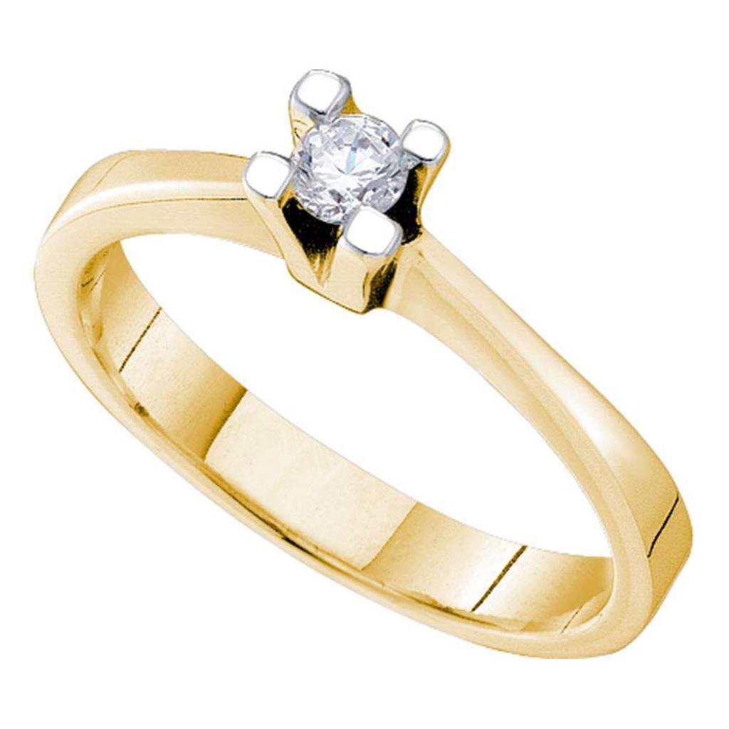14k Yellow Gold Round Diamond Solitaire Bridal Engagement Ring 1/10 Cttw