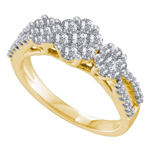 1 CTW-Diamond 3-FLOWER RING