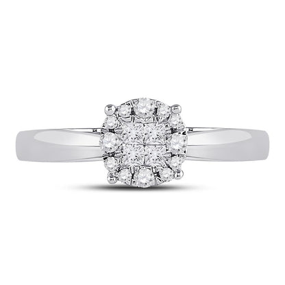 14k White Gold Princess Diamond Cluster Bridal Engagement Ring 1/4 Cttw