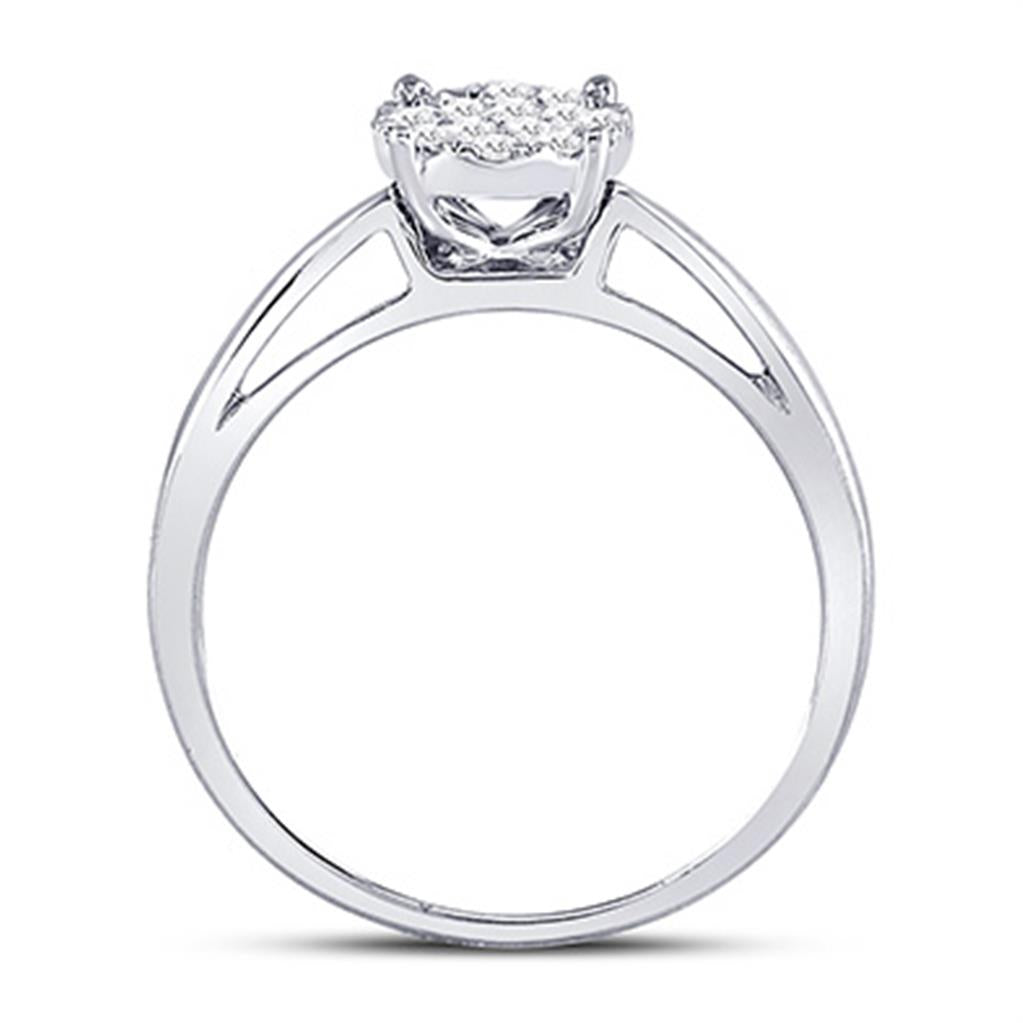 14k White Gold Princess Diamond Cluster Bridal Engagement Ring 1/4 Cttw