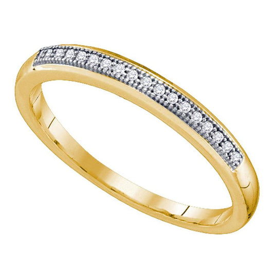 10k Yellow Gold Round Diamond Bridal Wedding Anniversary Band 1/20 Cttw