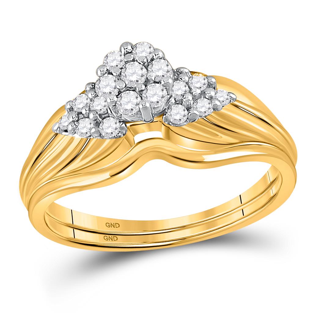 10k Yellow Gold Diamond Bridal Wedding Ring Set 1/3 Cttw