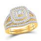 10k Yellow Gold Round Diamond Bridal Wedding Ring Set 5/8 Cttw