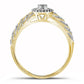 10k Yellow Gold Round Diamond Cluster Bridal Wedding Ring Set 1/4 Cttw