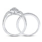 14k White Gold Round Diamond Teardrop Bridal Wedding Ring Set 1/3 Cttw