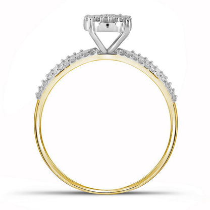 10k Yellow Gold Round Diamond Bridal Wedding Ring Set 1/3 Cttw