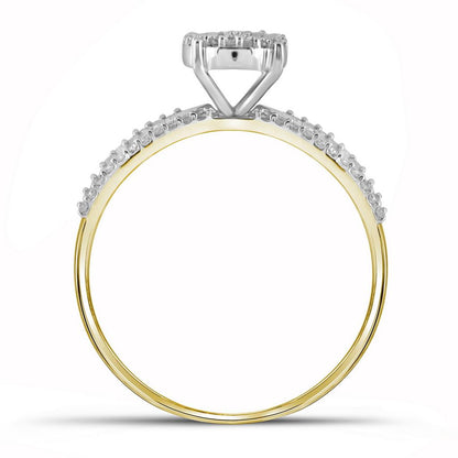 10k Yellow Gold Round Diamond Bridal Wedding Ring Set 1/3 Cttw