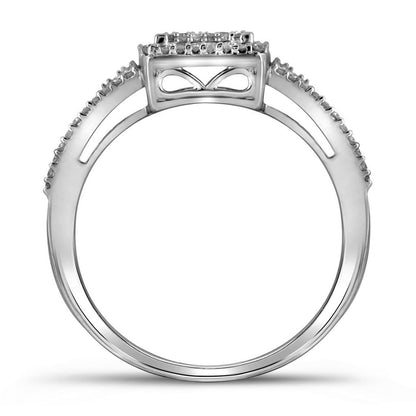 14k White Gold Diamond Cluster Bridal Wedding Ring Set 3/8 Cttw