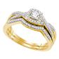 10k Yellow Gold Round Diamond Twist Bridal Wedding Ring Set 1/3 Cttw