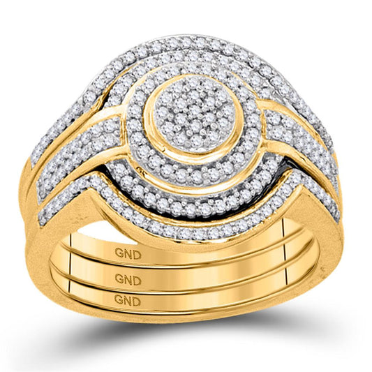 10k Yellow Gold Diamond Bridal Wedding Ring Set 1/2 Cttw