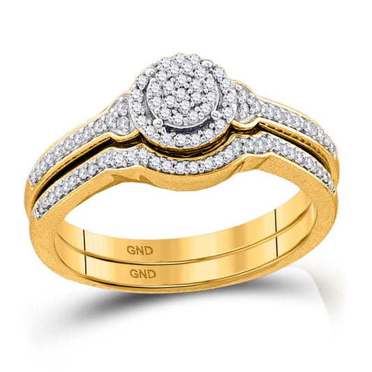 10k Yellow Gold Diamond Bridal Wedding Ring Set 1/4 Cttw